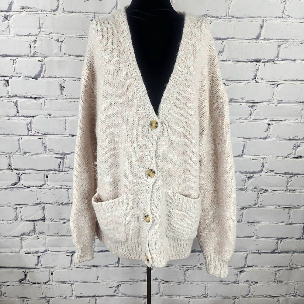 Free People Cream Button-Up Cardigan